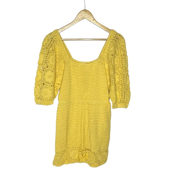 NWT Spell Let The Sunshine In Crochet Mini Dress in Lemon s - Picture 5 of 16